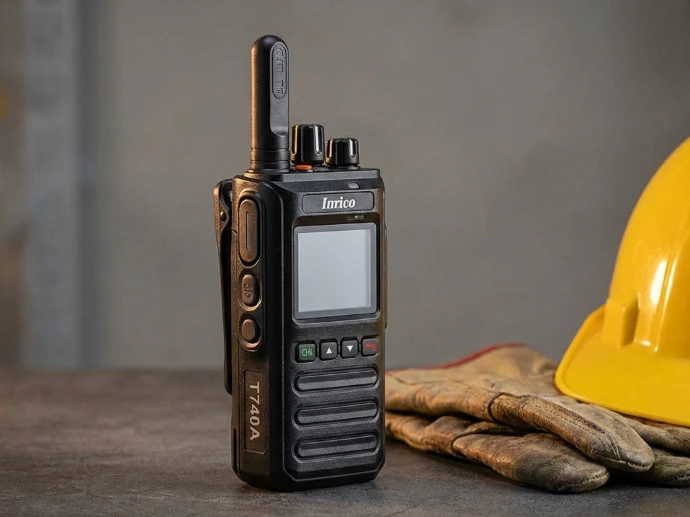 T740A business PoC radio and professional walkie-talkie front and side view.