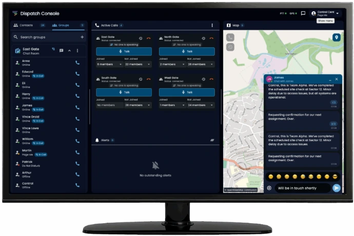 Tornado Commander push-to-talk dispatch and control console interface